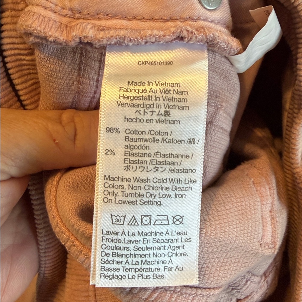 Madewell The Perfect Vintage Straight Jeans Corduroy Size 24 Sand Pink - Picture 6 of 14